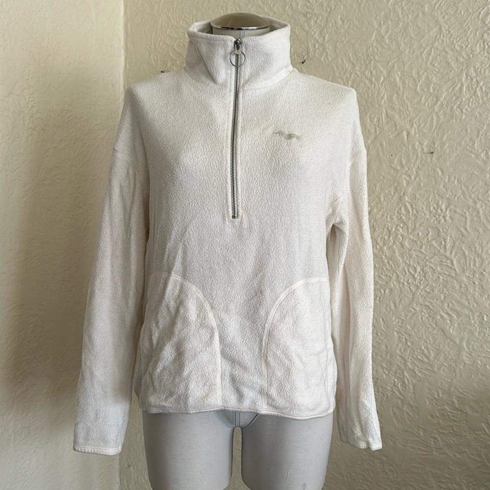 Victoria’s Secret Pink Ivory Fleece Half Zip Sweatshirt Small